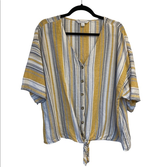 Counterparts Tops - Counterparts Tied Striped Blouse